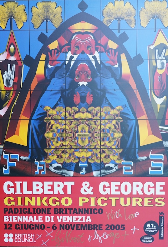 Gilbert and George, Ginkgo pictures, 2005, signed and mounted colour poster, 100 x 70cm. Condition - good